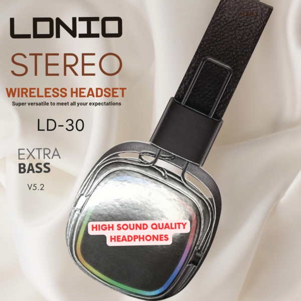 Casque Bluetooth 5.2 sans fil LDNIO LD-30 avec micro – Autonomie 10h – Confort et Son HD – Image 2